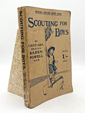 SCOUTING FOR BOYS Baden-Powell 1910 Revised Edition Antique Edwardian Scout Book