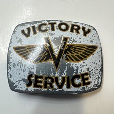 Distressed Victory Service Belt Buckle Biker Motorcycle