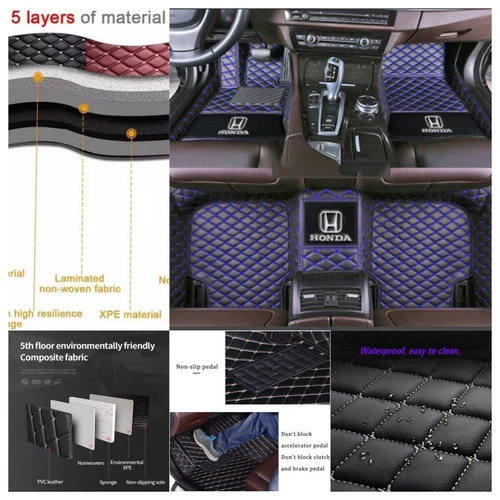 For Honda All Models Waterproof Custom Car Floor Mats Front & Rear Carpet Liner - Picture 44 of 44