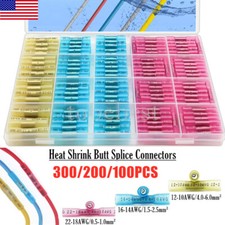 300pcs Heat Shrink Butt Wire Splice Connectors Seal Crimp Terminals Waterproof