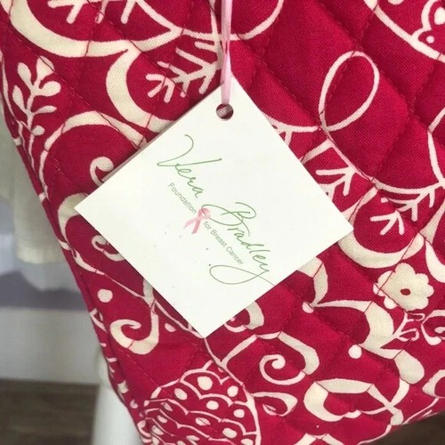 VERA BRADLEY Perfect Pocket Tote Twirly Birds pink white tall book bag laptop - Picture 2 of 16