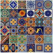 Set 100 4x4" Tiles Hand Painted Ceramic Assorted