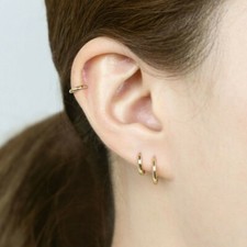 14k Solid Gold Hoop Earring, Gold Huggie Hoop Earring,Single Hinged hoop Earring
