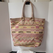 Missoni Beige Leather Trim Woven Tote