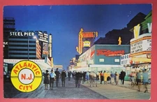 VTG POSTCARD-LIGHTS ALONG THE BOARDWALK-ATLANTIC CITY NEW JERSEY