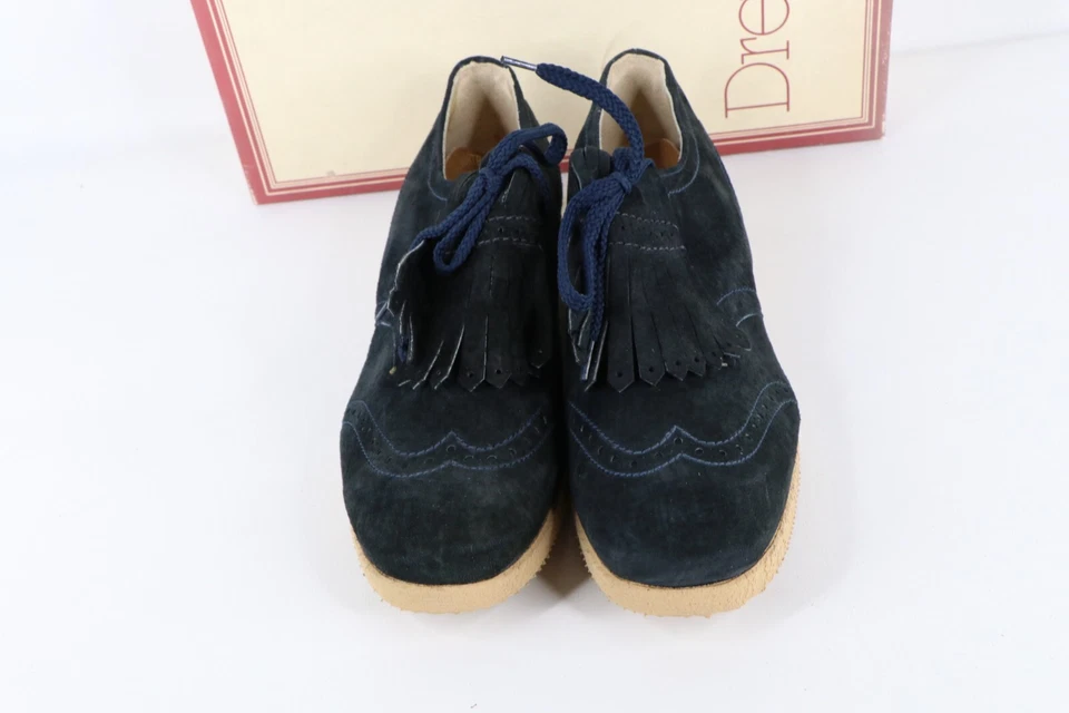 Nuevo de Colección Años 90 Ropa de Calle Para Mujer 7B Flecos Grueso Cuero Plataforma Zapatos Azul Marino EE. UU. Foto 2 de 4