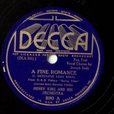 HENRY KING & HIS ORCH. A FINE ROMANCE/THE WAY YOU LOOK TONIGHT 78 RPM 358