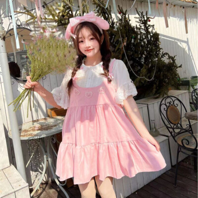 Sweet Summer Japanese Mori Girls Lolita Suspender Dress A-line Princess Dress