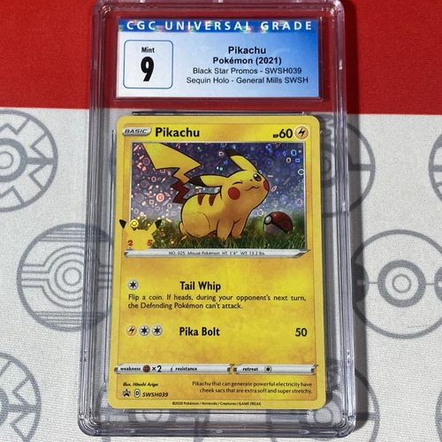 CGC 9 MINT Pikachu Sequin Holo SWSH039 Pokemon 2021 General Mills Card 4066