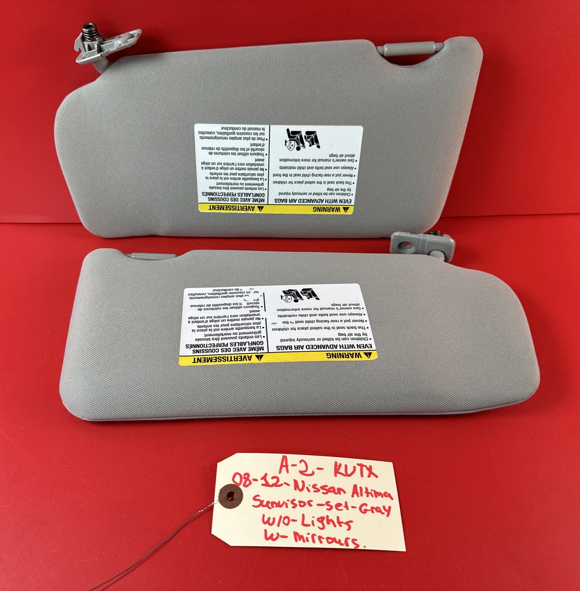2008 2012 Nissan Altima Driver Passenger Sun Visors Set Pair GRAY