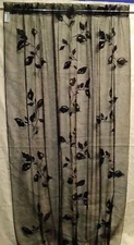 Lace Window Panel Black Leaf 56" X 84" Livingroom Diningroom Bedroom Den