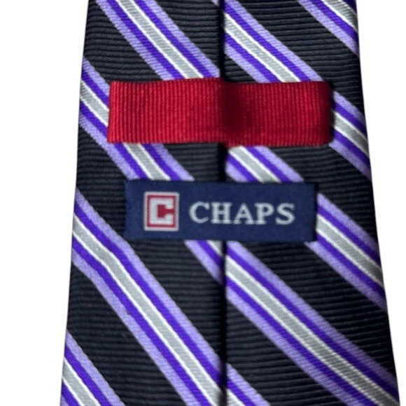 Corbata de seda Ralph Lauren Chaps silenciosa de lujo dinero antiguo a rayas púrpura evento formal Foto 4 de 4