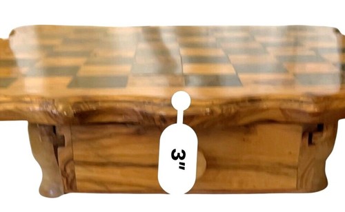 Handmade Olive Wood Chess Set With Storage Drawers 12" X 3" Natural Grain Patter - Picture 10 of 22