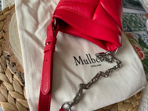 MULBERRY 🌸 Softie Pillow Phone RED Nappa Bag RRP £595 Padded LEATHER Crossbody - Picture 10 of 21