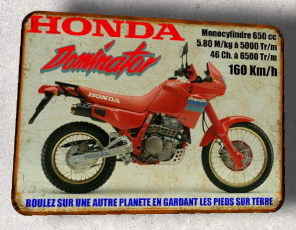 plaque métal vintage Honda 650 Dominator