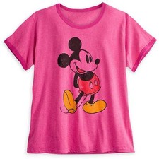 Disney Store Mickey Mouse Pink Classic Ringer Womens T Shirt Tee Size XS NWT