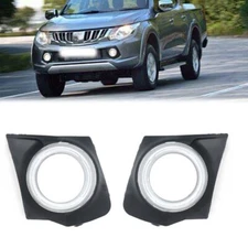 2PC Front Bumper Fog Light Cover Trim For Mitsubishi L200 Triton MQ MR 2015-2018