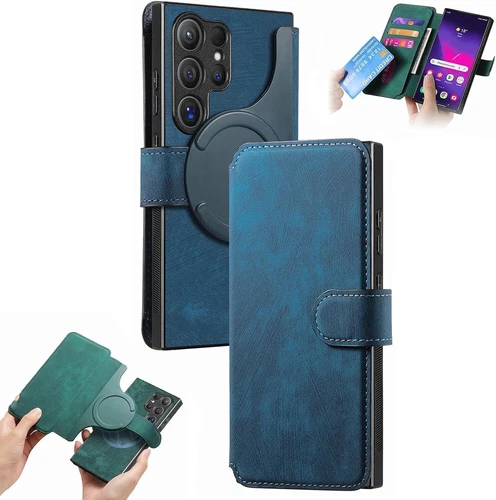 2-in-1 Detachable Wallet Magnetic Case For Samsung Galaxy S25 S24 S23 S22 Ultra - Picture 12 of 14