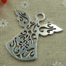 Free Ship 14 pcs tibetan silver angel charms pendant 58x57mm L-815