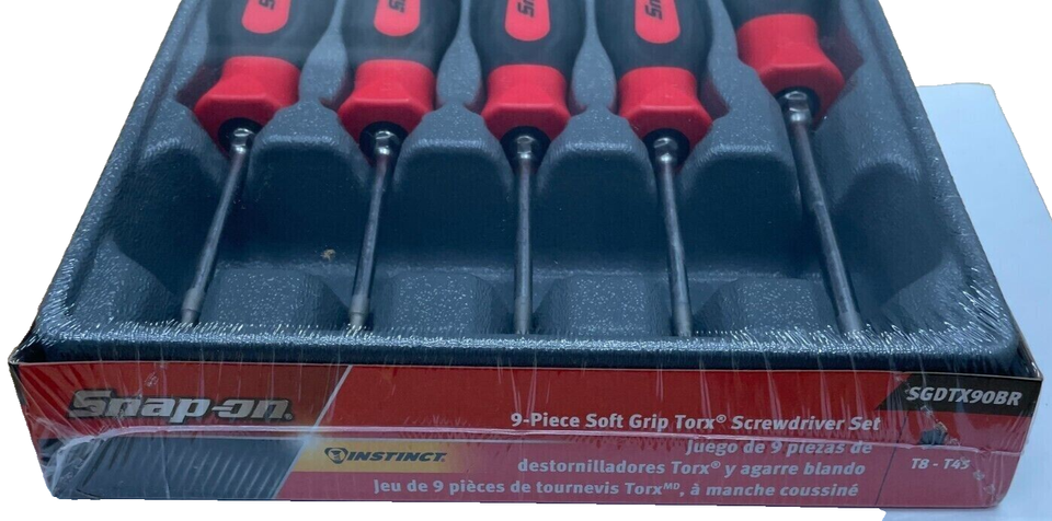SNAP ON SGDTX90B R 9pc RED Soft Grip T8 - T45 TORX Screwdriver Set NEW ...