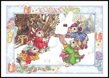 Greeting Card - Rabbit Snowman - Christmas 0866