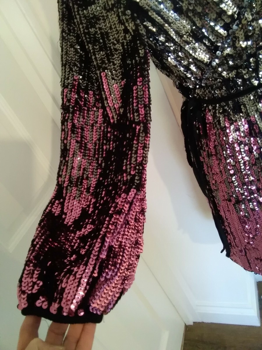 Gorgeous TOPSHOP Sequin Mini Wrap Dress Silver & Pink Size 8 BNWT | eBay