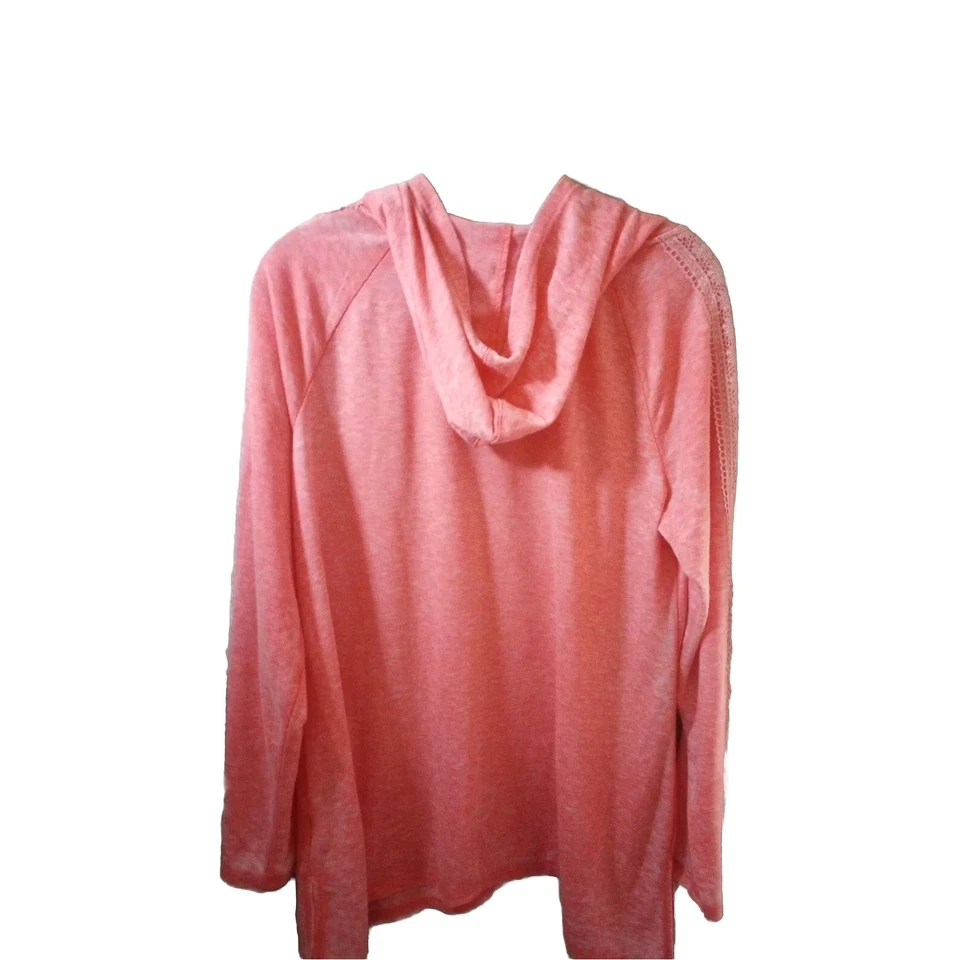 Sudadera con capucha French Laundry para dama con encaje en los brazos color melocotón talla mediana Foto 2 de 3