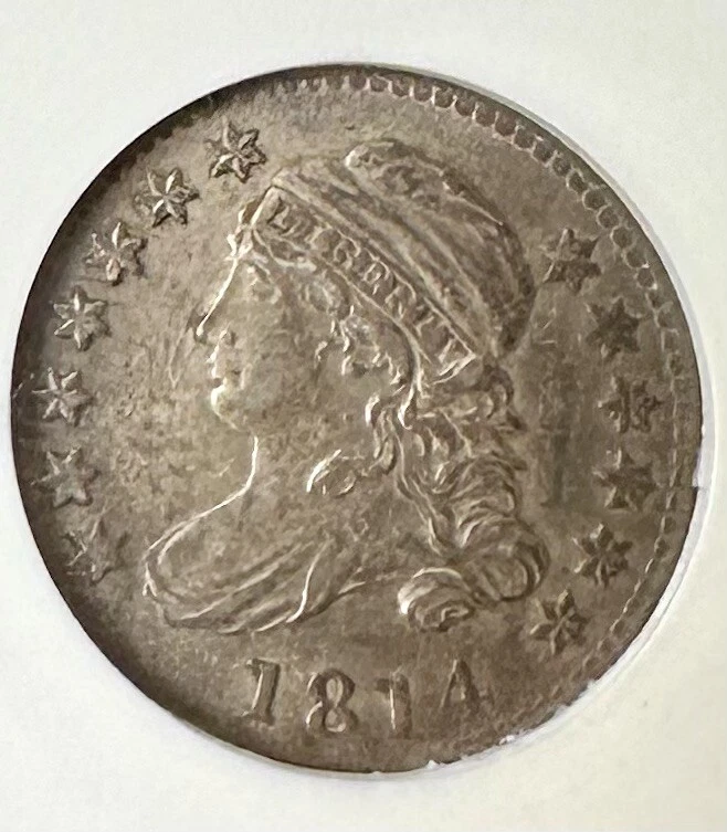 1814 Capped Bust Dime  Large Date  EF 45 Pennsylvania Family Heirloom - Image 3 of 4