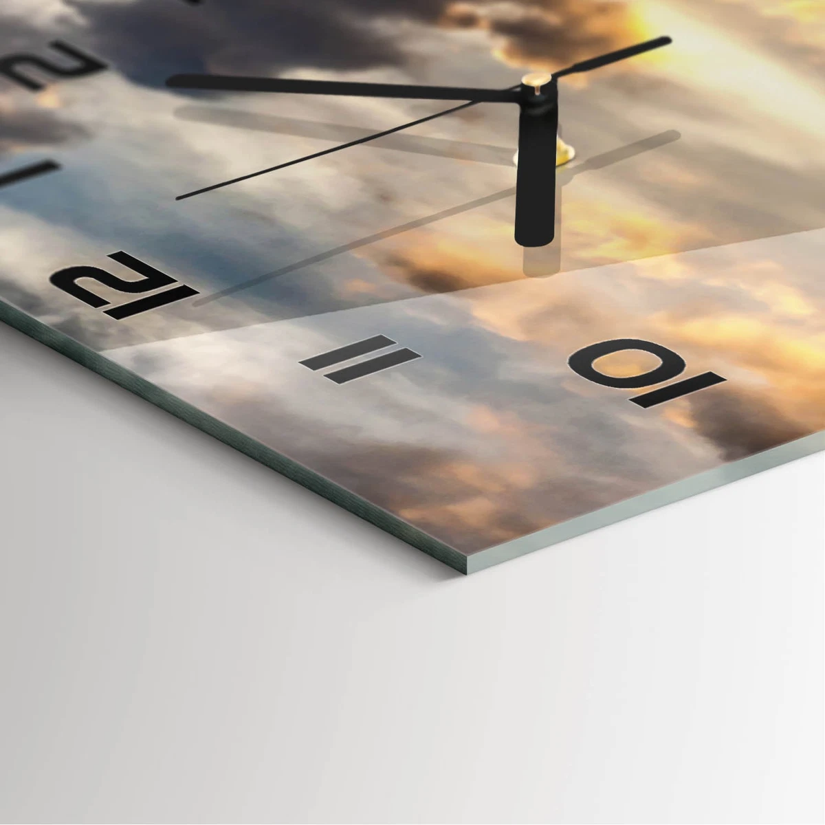 Reloj de Pared Rectangular Vertical Premium de Cristal Atardecer 30x60 cm