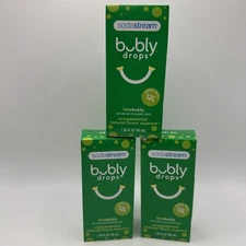 SODASTREAM Lime Bubly Drops 1.36oz 40ml Unsweetened Natural Flavor 3pk BB 03/25 