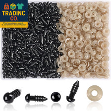 600 Pieces 6MM Safety Eyes with Washers Black Plastic Safety Eyes for Amigurumi