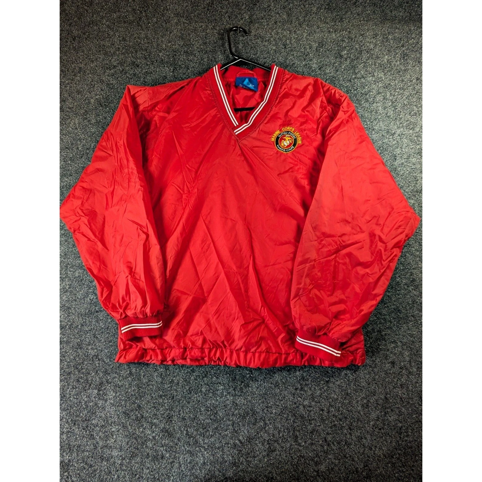VTG Acadia Marine Corps League Men's Red Nylon Pullover Windbreaker Jacket L image 1