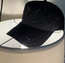 Black Rhinestone Studded Raised Letter M Base...