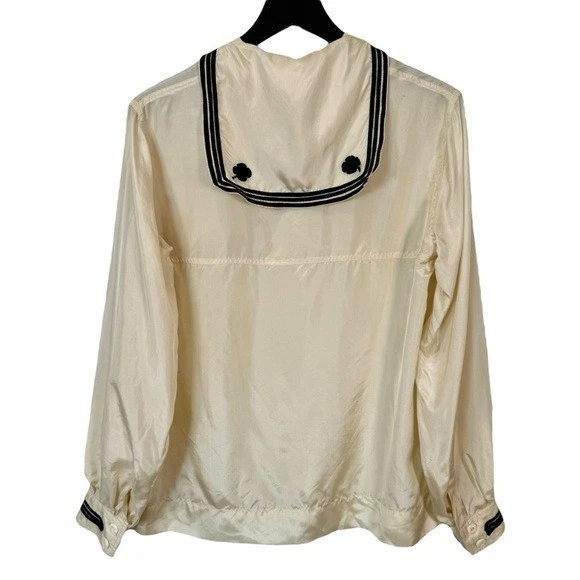 Bode Men’s Size XS 100% Silk Cricket Sailor Collar Nautical Pullover Shirt Beige - Image 3 of 4