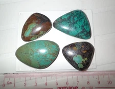 Turquoise Stone Flat Free Form Cabochon 210.5 Carat 4 pieces
