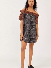 NWT Free People Sophie Off The Shoulder Printed Mini Dress, size XS