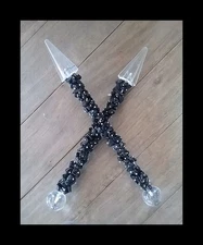 BLACK TOURMALINE WAND, CRYSTAL WAND With BLACK TOURMALINE And QUARTZ POINT