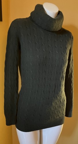 Ralph Lauren 100% Kaschmir Wasserfallausschnitt Rollkragen Pullover olivgrün S Zopfmuster - Bild 2 von 21