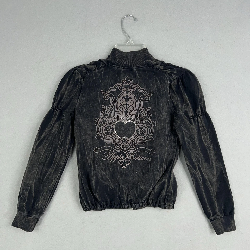 Apple Bottoms Traje de Pista Niños Niñas Mediano Negro Chaqueta Pantalones Acanalado Bling Y2K Foto 2 de 4