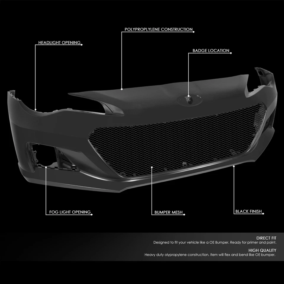 Cubierta de parachoques delantero negra con orificios de luz antiniebla para Scion FR-S Subaru BRZ 2013-2016 Foto 2 de 4