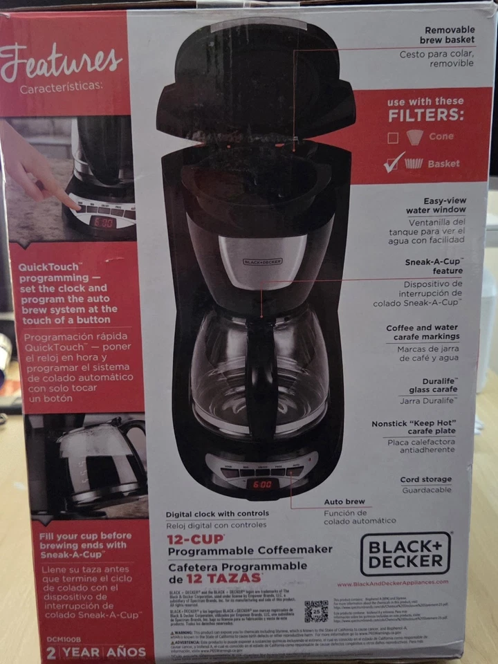 Black & Decker 12 Cup Programmable Coffee Maker Sneak A Cup Feature NEW - Image 4 of 4