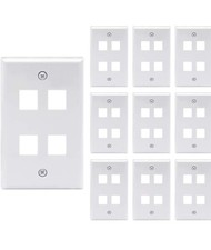 24 Pcs - 4 Port Wall Plate Keystone RJ45 Cat6 Cat5e Insert Jack White WallPlate