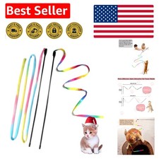 Colorful Interactive Cat Wand Toy Set - 2 Pcs Rainbow Teaser for Indoor Fun