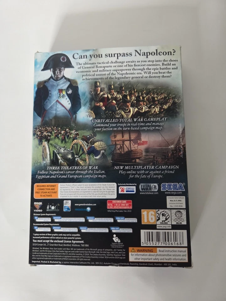 Napoleon Total War PC DVD 2010 Sega Complete Box Manual Disc Games Windows - Image 3 of 4