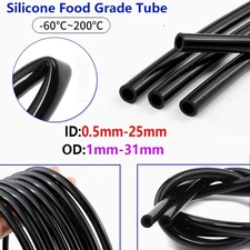 Food Grade Black Silicone Rubber Hose Tube Water Air Drinking Pipe Soft Flexible