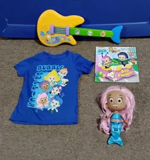 Bubble Guppies Toys Lot: Fintastic Guitar 3T Toddler T-shirt Molly Doll Book
