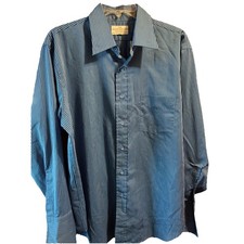 Arrow Grand Baroque Vintage Mens XL 17 33 Blue Striped Dacron Blend Shirt