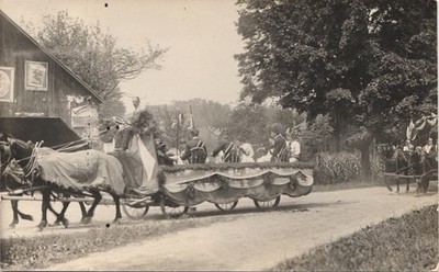PARADE FLOAT WAGON hartland vt c1910 real photo postcard rppc vermont street