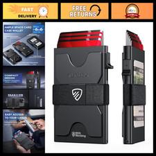 Slim Wallet for Men, RFID Aluminum Pop-Up Card Holder, Holds 12 Cards, Compact D