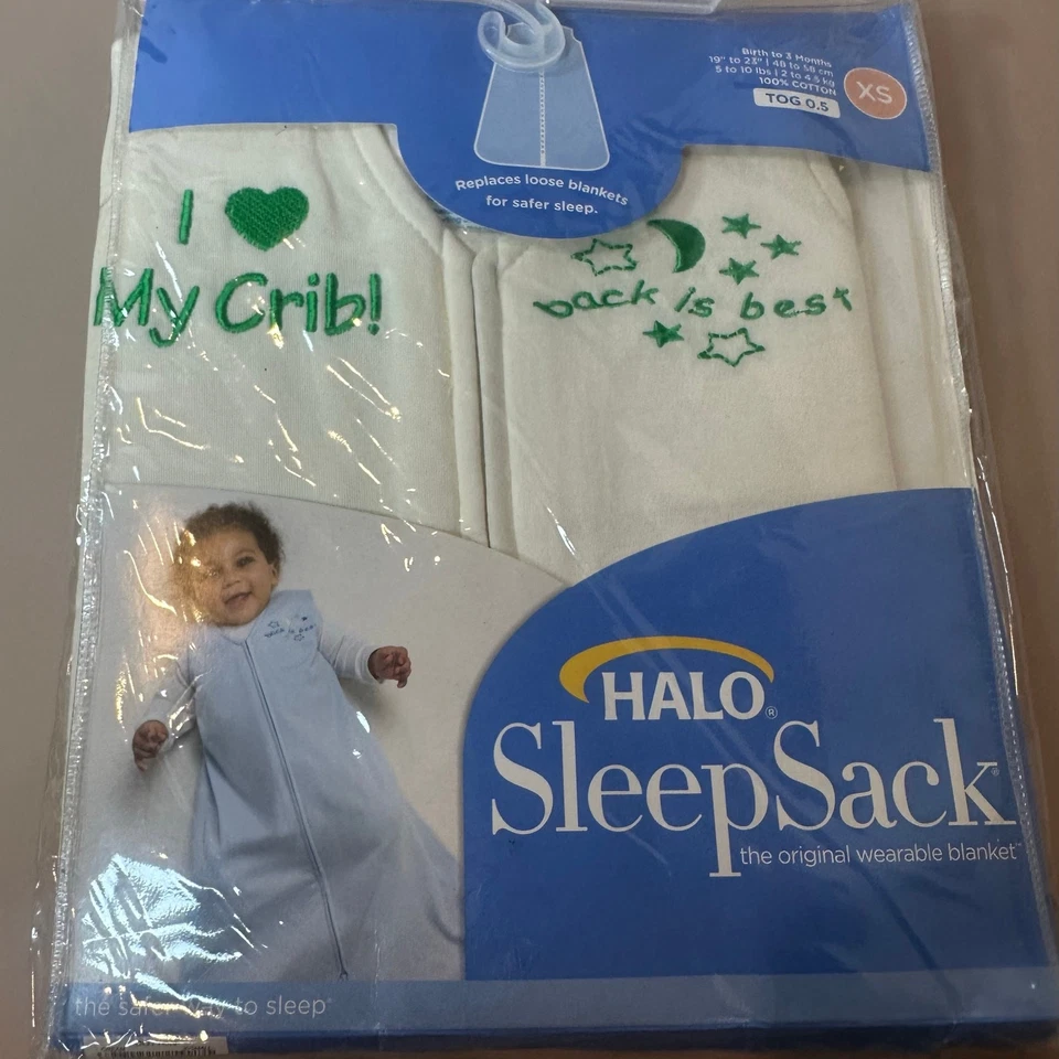 NOVO Saco de Dormir Halo Algodão Verde Marfim XS 0-3 Meses Recém-nascido 5-10 Lbs - Imagem 3 de 4
